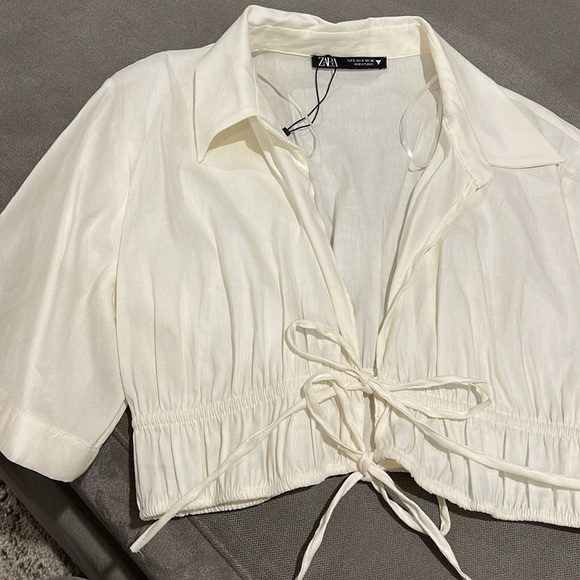Zara tie front cropped shirt - Picture 6 of 9